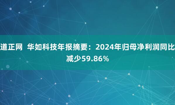 道正网  华如科技年报摘要：2024年归母净利润同比减少59.86%
